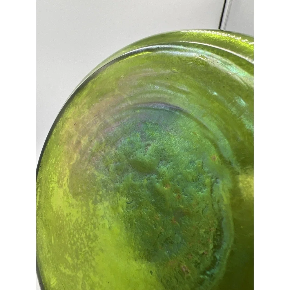 Antique Rindskopf‎ Snake Vase Bohemian Art Glass Olive Iridescent ca.1900